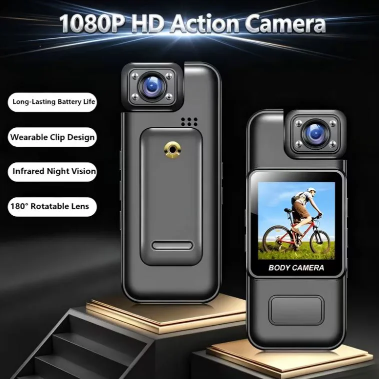 Мини Body Camera 1080P HD L8 – Камера с въртящ се на 180° обектив, нощно виждане, дисплей и клипс за дрехи