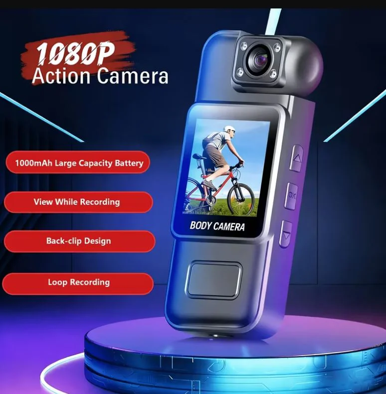 Мини Body Camera 1080P HD L8 – Камера с въртящ се на 180° обектив, нощно виждане, дисплей и клипс за дрехи
