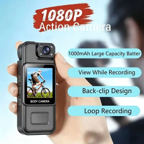 Мини Body Camera 1080P HD L8 – Камера с въртящ се на 180° обектив, нощно виждане, дисплей и клипс за дрехи