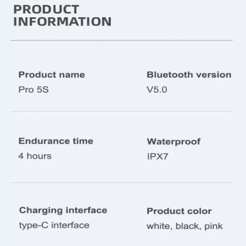 Mini PRO5s TWS Безжични Bluetooth слушалки Водоустойчиви – Бял