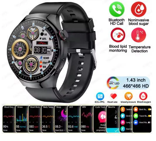 MK27 Смарт часовник 3 Каишки GT4 Bluetooth 47мм – Черен