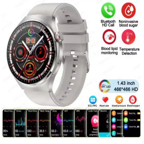 MK27 Смарт часовник 3 Каишки GT4 Bluetooth 47мм – Черен