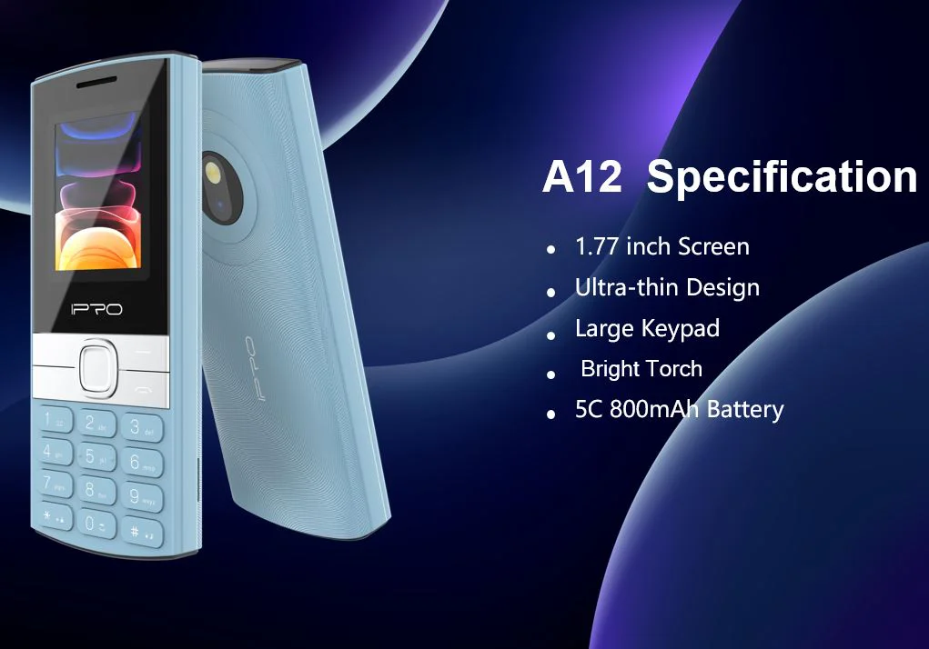 Мобилен телефон IPRO A12 + БГ МЕНЮ /2G/32Mb + 32MB/0.08MP/1.77 инча 600mAh/Фенер – Син