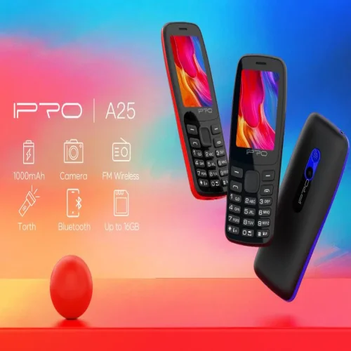 Мобилен телефон IPRO A25 + БГ МЕНЮ /2G/32 + 32MB/2.4inch/0.08MP/1000mAh/Dual Sim/Фенер – Черен