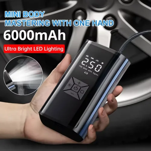Мощен 12V дигитален компресор с LED светлина PR-1170-323 – 170 PSI, бързо надуване, мониторинг на налягането, подходящ за автомобил, мотор, колело, топки и легла