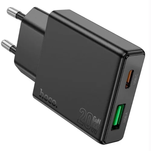 N38 20W HOCO Адаптер с 2 изх. PD20W + QC3.0
