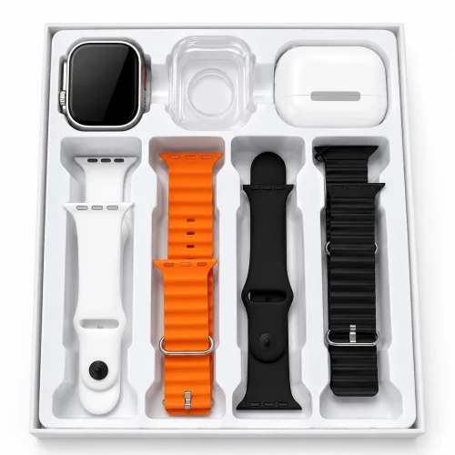 NEO 600 Smart Watch 6 + 1 – Смарт часовник с Bluetooth разговори, безжични слушалки и 4 допълнителни каишки
