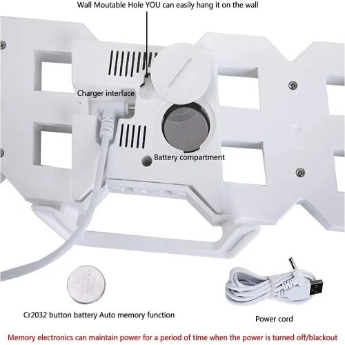 OR 119 CA19 Дигитален светещ LED часовник /Аларма – Бял