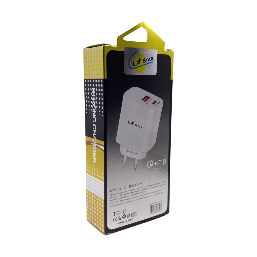 PD20W L✮STAR 2в1 TC-11 FAST 2изх. USB-C + QC3.0 Type-C към Lightning