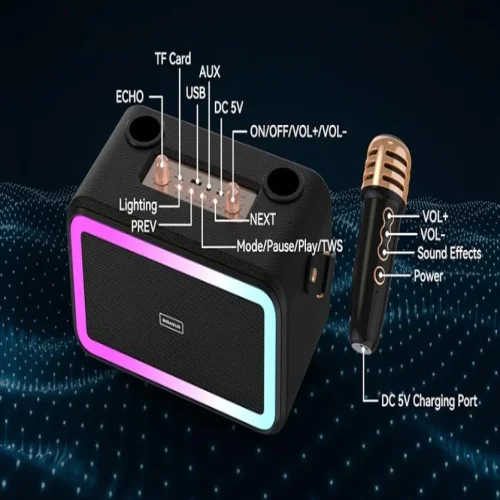 Портативна Караоке Система M3201 + с 2 Микрофона – Оранжев