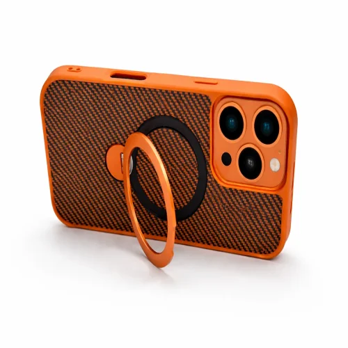 Premium Carbon MagSafe Case TP-100 за iPhone 16 Pro – Оранжев
