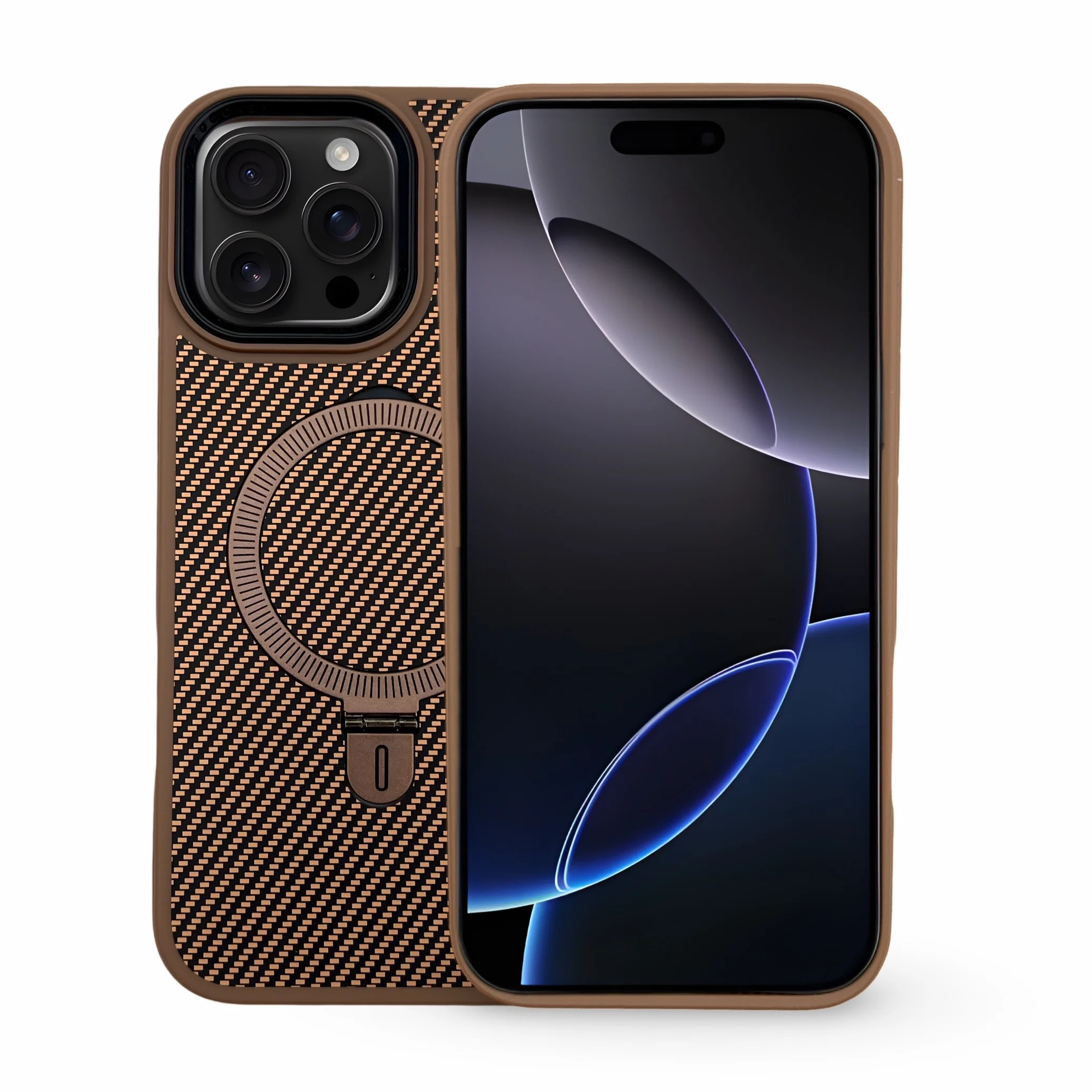 Premium Carbon MagSafe Case TP-100 за iPhone 16 – Titanium Златист