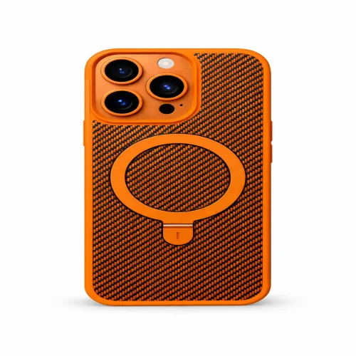Premium Carbon MagSafe Case TP-100 за iPhone 17 – Оранжев