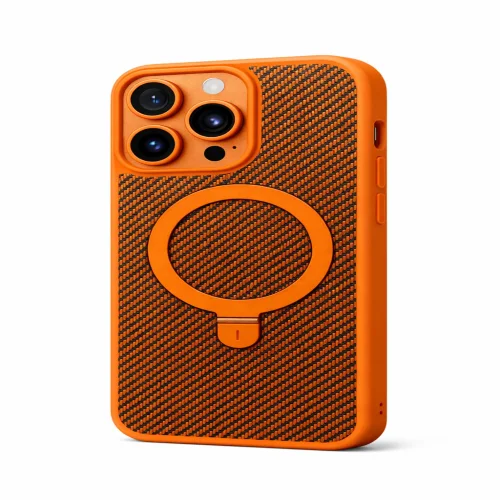 Premium Carbon MagSafe Case TP-100 за iPhone 17 Pro Max / 18 Pro Max – Оранжев