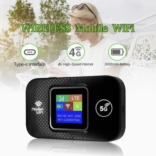 Преносим 5G/4G LTE Wi-Fi рутер MF680-E със SIM карта, цветен дисплей и батерия 3600 mAh – бял