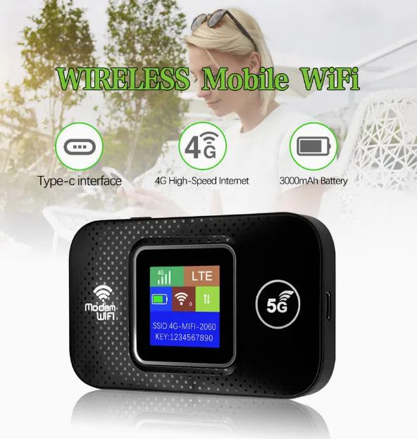 Преносим 5G/4G LTE Wi-Fi рутер MF680-E със SIM карта, цветен дисплей и батерия 3600 mAh – бял