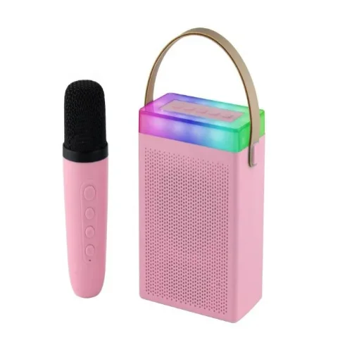 Преносима Tонколона KISONLI G22 Bluetooth ( Розов ) Караоке, USB, SD, FM, AUX LED RGB