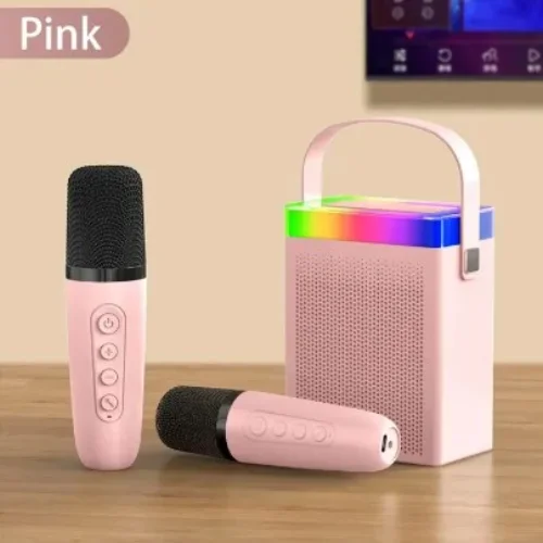 Преносима Tонколона KISONLI G22 Bluetooth ( Розов ) Караоке, USB, SD, FM, AUX LED RGB