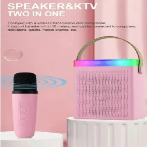 Преносима Tонколона KISONLI G22 Bluetooth ( Розов ) Караоке, USB, SD, FM, AUX LED RGB
