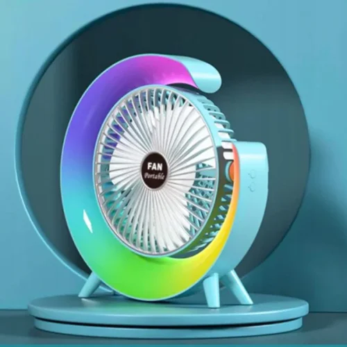 Презареждащ се вентилатор A3 3-степенен + RGB LED – Син