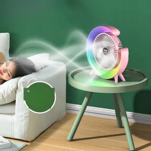 Презареждащ се вентилатор A3 3-степенен + RGB LED – Син