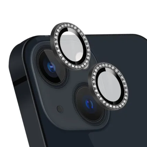 Протектор с камъни за Камера iPhone 11 Pro / 11 Pro Max / 12 Pro – Черен