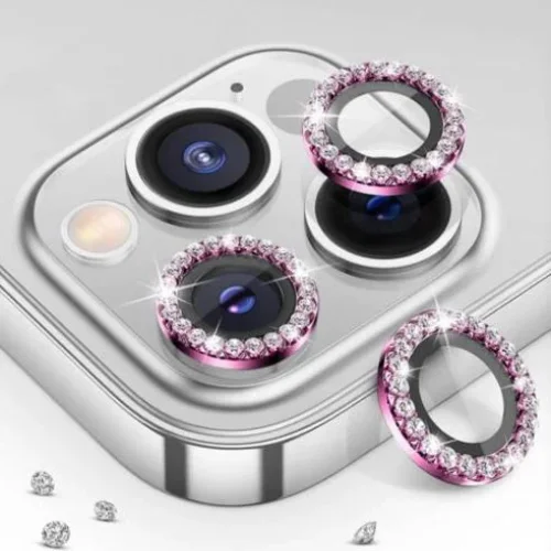Протектор с камъни за Камера Samsung S23 Ultra – Розов
