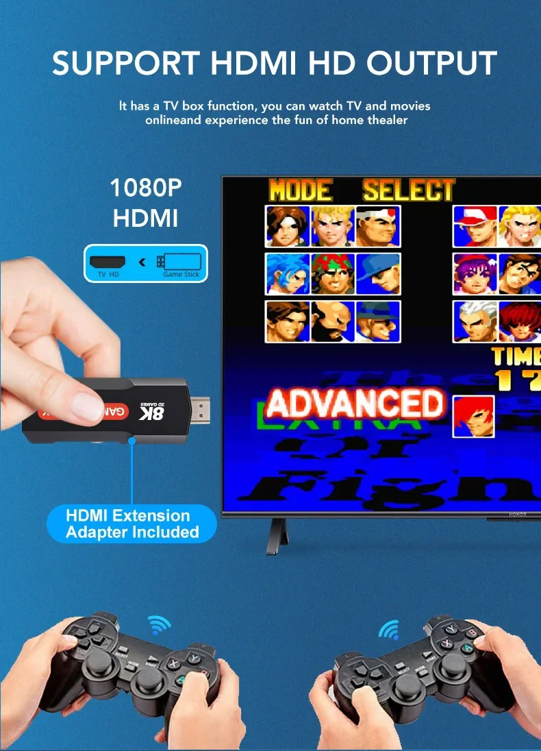 Q9 джойстик 8K TV Stick с Android 11.1 – 64GB, 10 000 игри, HDMI 8K изход, гейм конзола с дистанционно и контролер