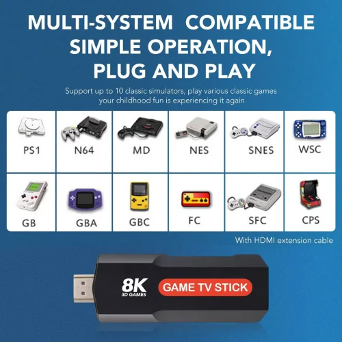 Q9 джойстик 8K TV Stick с Android 11.1 – 64GB, 10 000 игри, HDMI 8K изход, гейм конзола с дистанционно и контролер