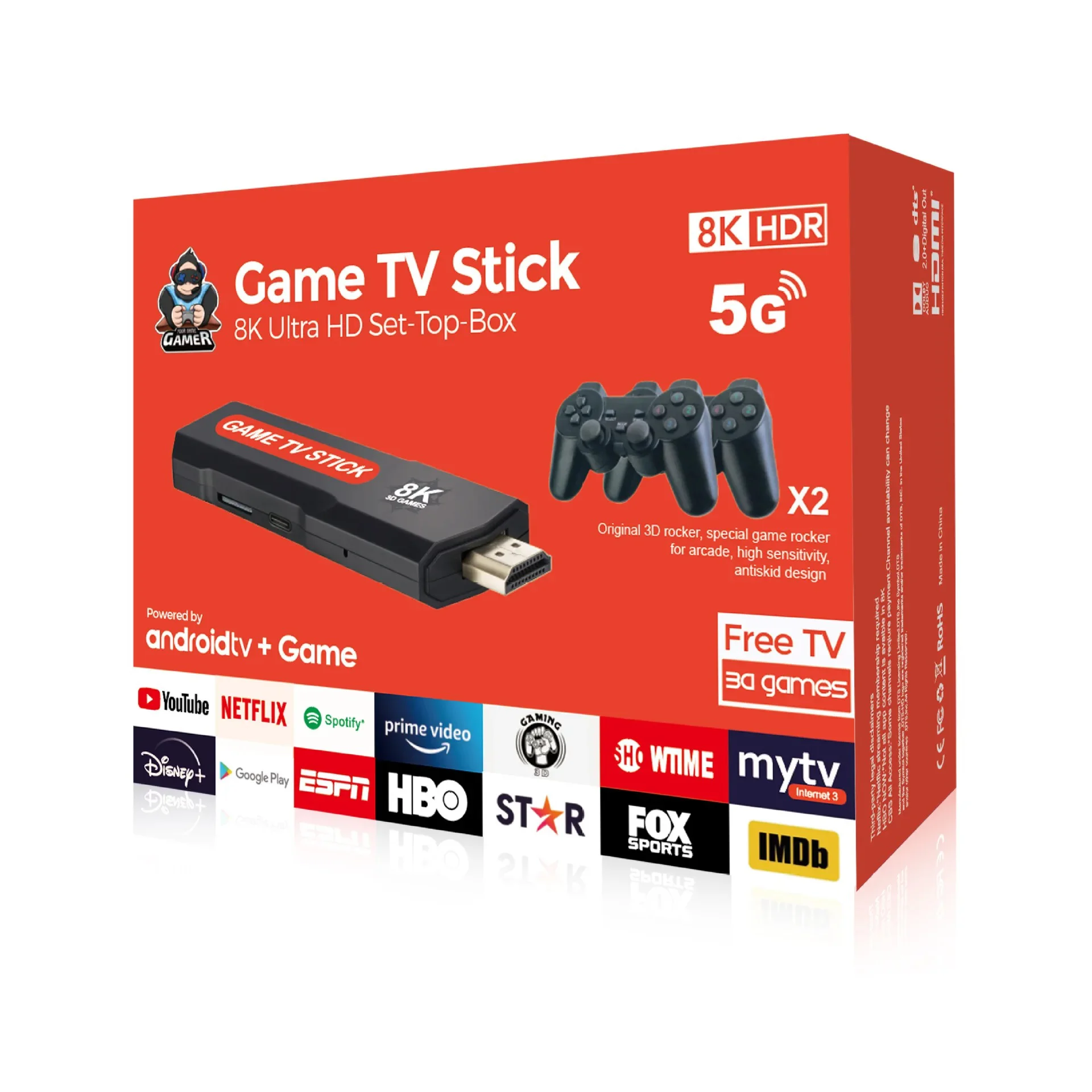 Q9 джойстик 8K TV Stick с Android 11.1 – 64GB, 10 000 игри, HDMI 8K изход, гейм конзола с дистанционно и контролер