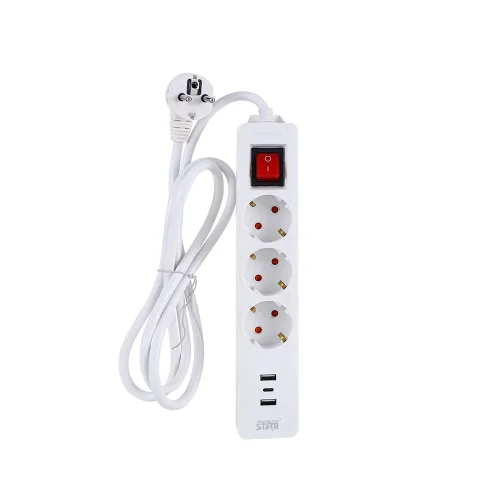 Разкл. Winning Star ST-4047 с 3 гнездa + 2 USB-A + 1 USB-C 2000W 3М
