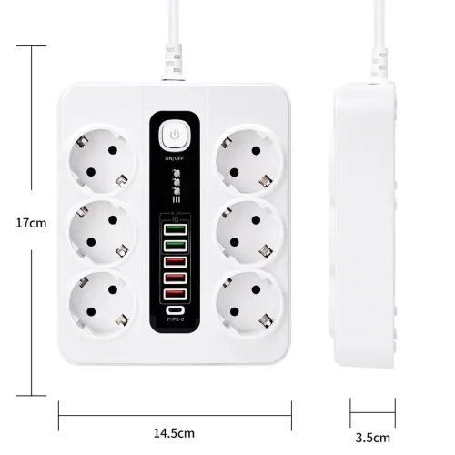Разклонител BKL-11EU Overload Protection 3000W, 100-250V, 50/60Hz, 38W , бял