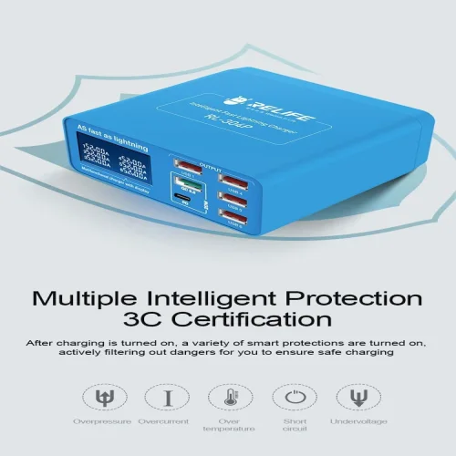 RELIFE PD 3.0 RL-304P БЪРЗО ЗАРЯДНО УСТРОЙСТВО SMART 6-ПОРТОВО ЦИФРОВО ДИСПЛЕЙ ЗА МЪЛНЕНИЕ