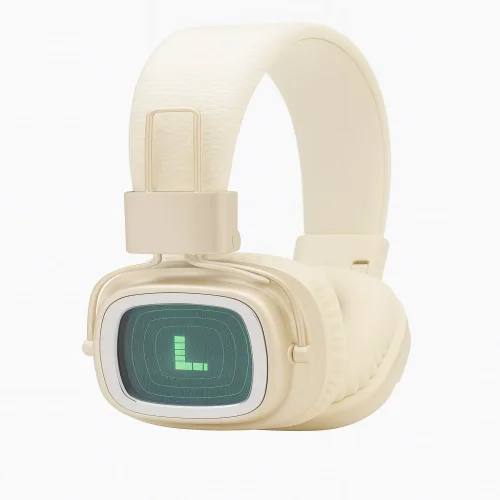Ретро Bluetooth слушалки WBK946 (Бежав) с LED екран – Класически американски стил