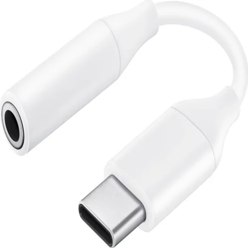 S22/S8 кут. AUX преходник 3.5 F / USB-C M – Бял
