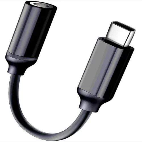 S24 кут. AUX преходник 3.5 F / USB-C M – Черен