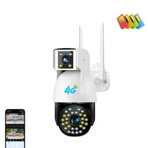 SC01 4G ( APP:V380PRO ) двоен обектив + SIM карта Ptz 1080p нощна мрежова камера 360 с автоматично проследяване