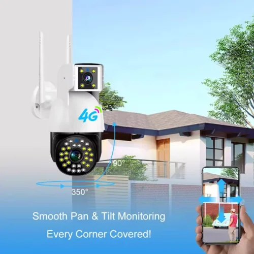 SC01 4G ( APP:V380PRO ) двоен обектив + SIM карта Ptz 1080p нощна мрежова камера 360 с автоматично проследяване