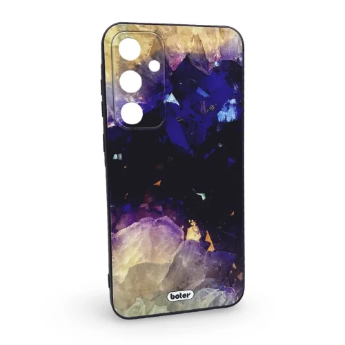 Шарен Кейс TP-40 за iPhone 15 Pro Max (покриващ камерата) – Жълт Лилав Камък