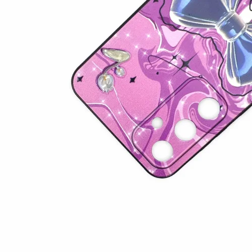 Шарен Кейс TP-40 за iPhone 15 Pro (покриващ камерата) – Розова Панделка