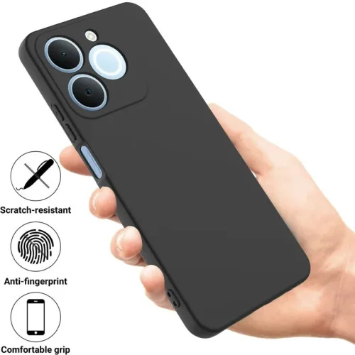 Силиконов гръб TP66 + камера за Realme Note 70T- Черен