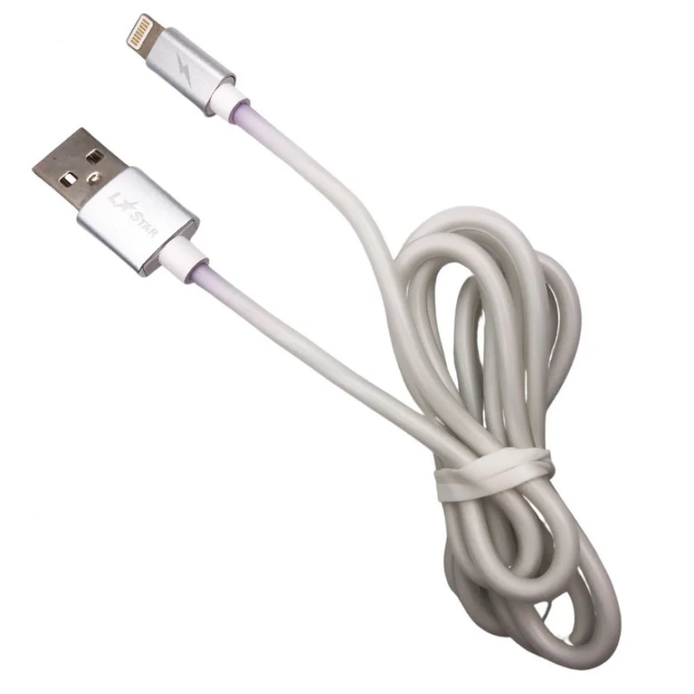 Силиконов кабел L✮STAR LS-09 USB към Lightning – Бял