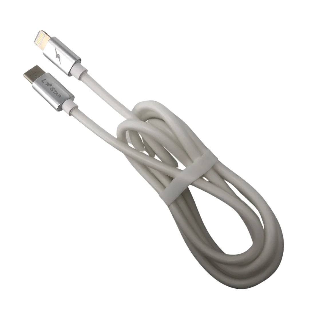 Силиконов кабел LS-09 L✮STAR USB-C към Lightning – Бял