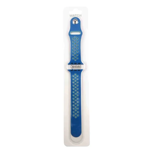 Силиконова Apple Watch каишка iWatch 38/40mm – Син – Светло сини дупки