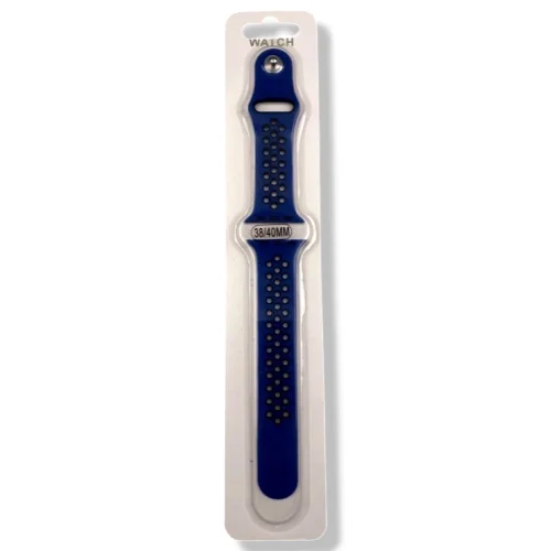 Силиконова Apple Watch каишка iWatch 38/40mm – Тъмно син – Черни дупки