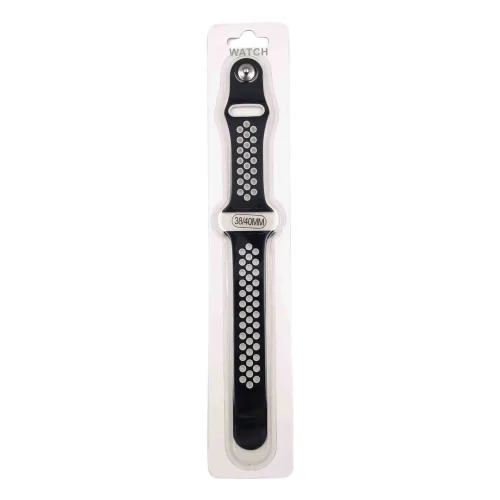 Силиконова Apple Watch каишка iWatch 45mm – Черен – Бели дупки