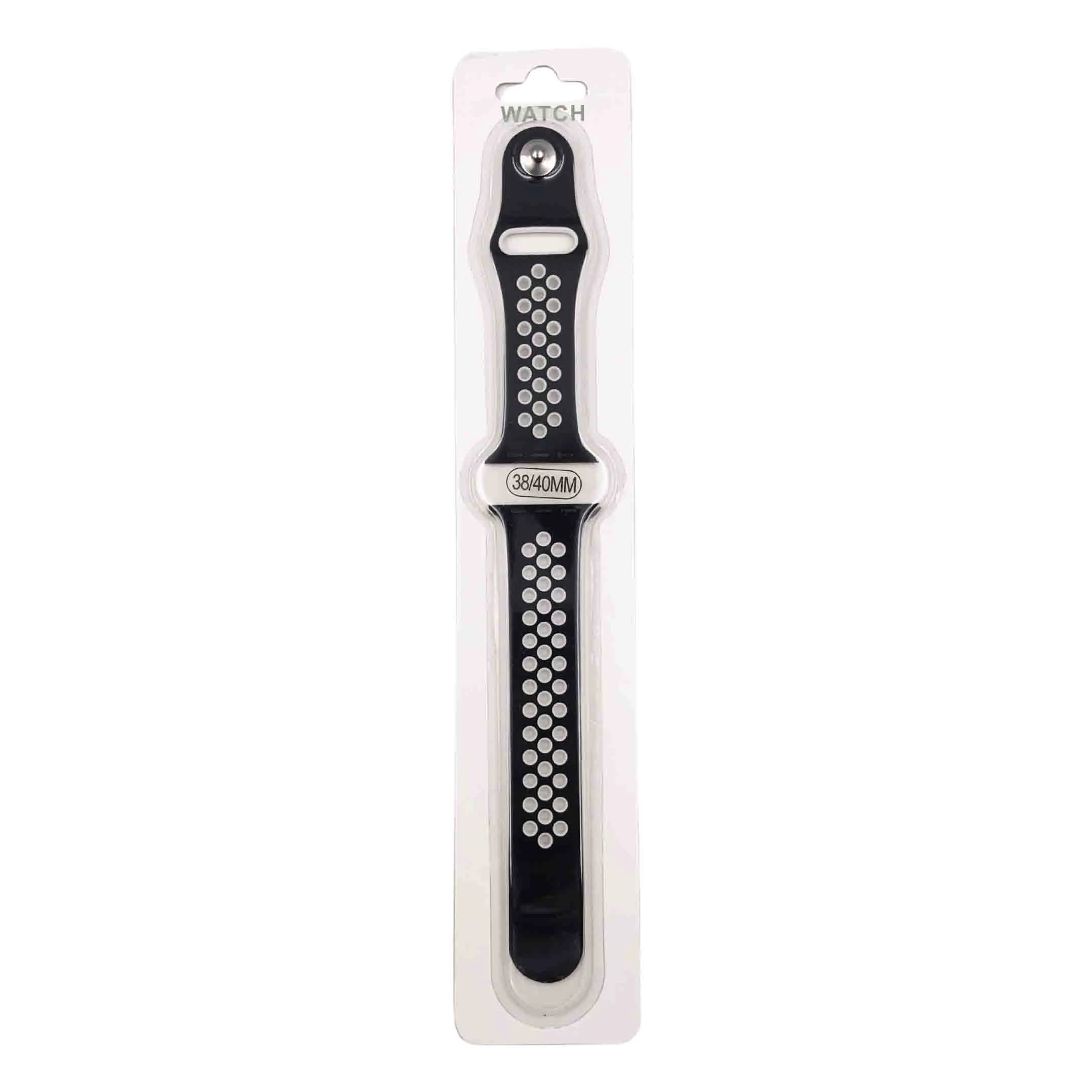 Силиконова Apple Watch каишка iWatch 45mm – Черен – Бели дупки