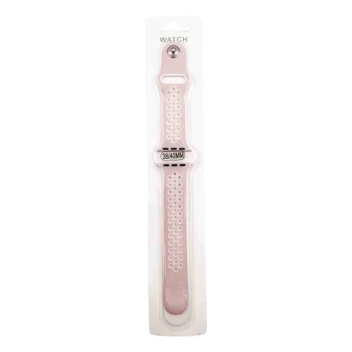 Силиконова Apple Watch каишка iWatch 45mm – Розов – Бели дупки