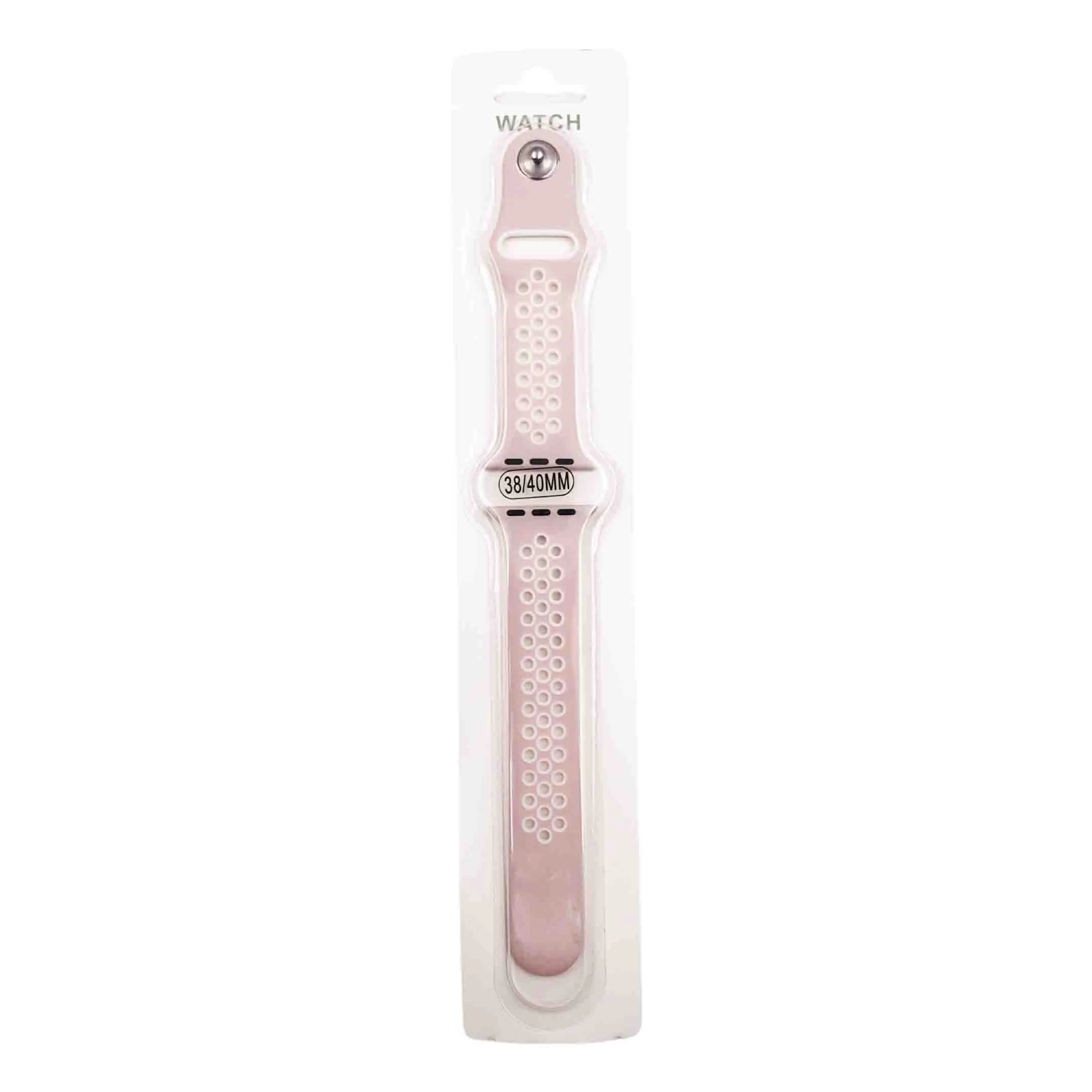 Силиконова Apple Watch каишка iWatch 45mm – Розов – Бели дупки