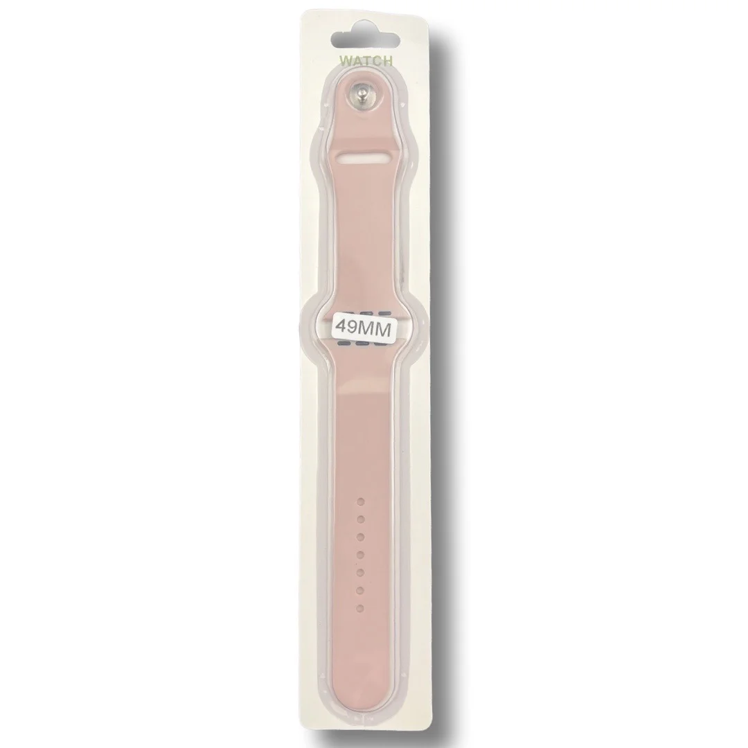 Силиконова Apple Watch каишка iWatch 49mm – Светло розов – 2 части
